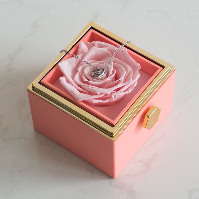 Eternal Rose Box - W/ Engraved Necklace & Real Rose