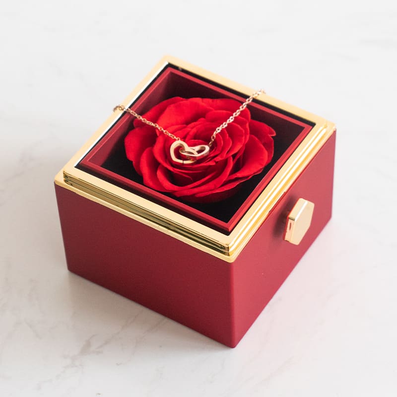 Eternal Rose Box - W/ Engraved Necklace & Real Rose