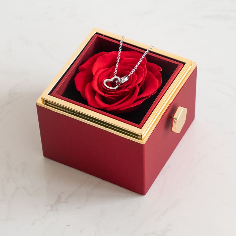 Eternal Rose Box - W/ Engraved Necklace & Real Rose