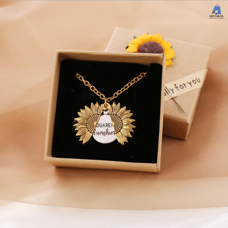 HQT™ "YOU ARE MY SUNSHINE" SUNFLOWER NECKLACE