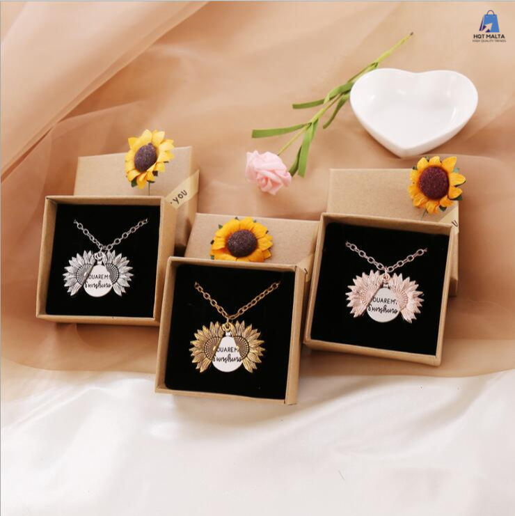 HQT™ "YOU ARE MY SUNSHINE" SUNFLOWER NECKLACE